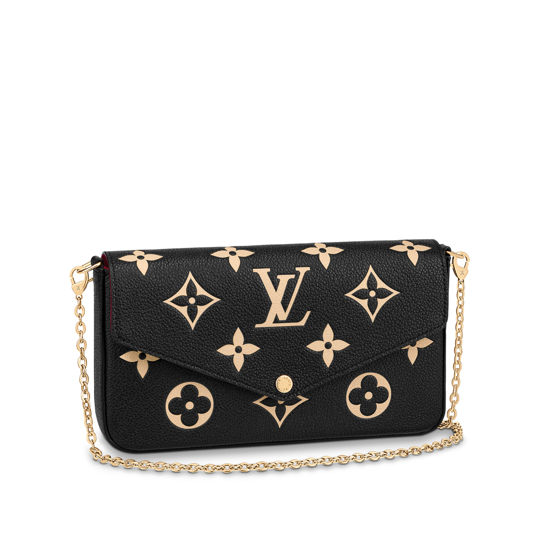 Louis Vuitton FELICIE POCHETTE Handbag Monogram Empreinte M80482 Black/Beige